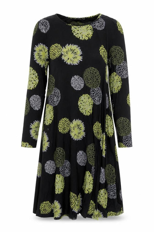 Capri Women’s Black Floral Dress S-M Long Sleeve