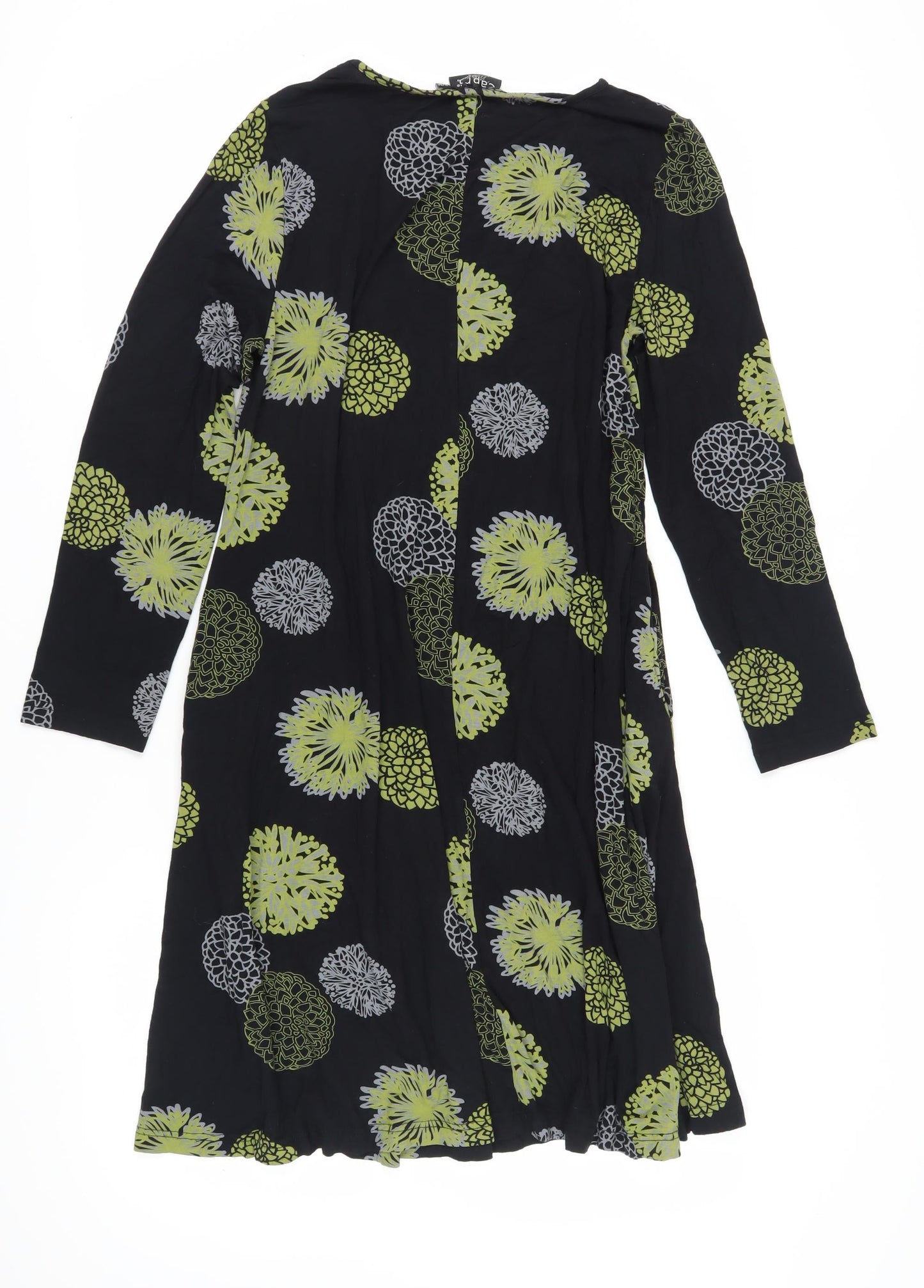 Capri Women’s Black Floral Dress S-M Long Sleeve