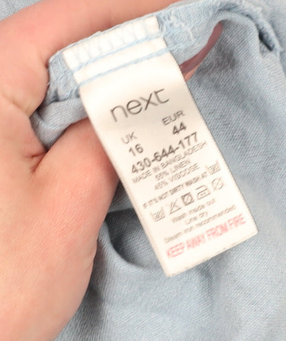 Next Women's Blue Striped Shirt Dress Size 16