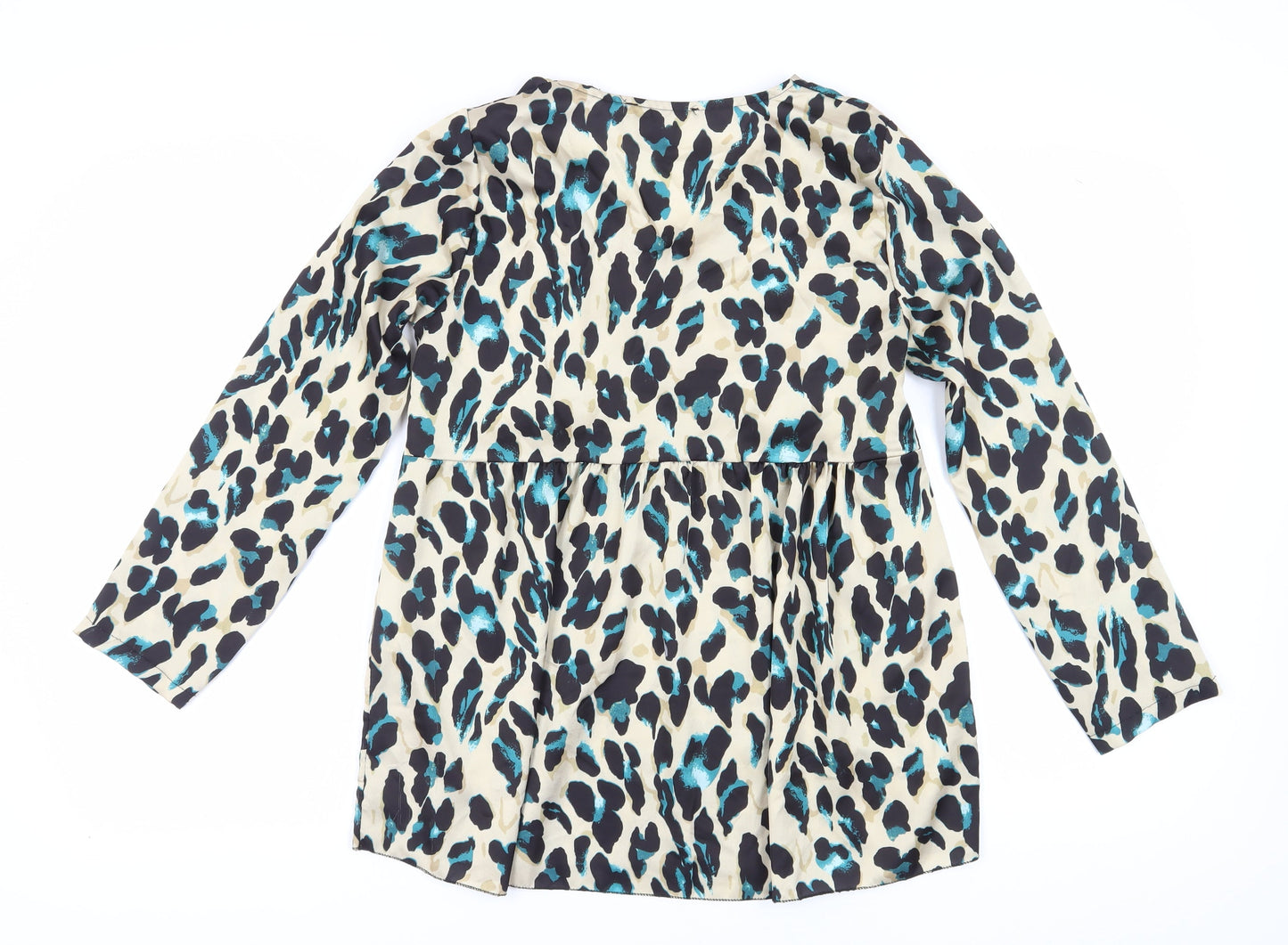 Boohoo Women’s Beige Animal Print Tunic Blouse Size 10