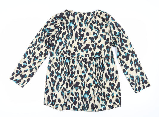 Boohoo Women’s Beige Animal Print Tunic Blouse Size 10