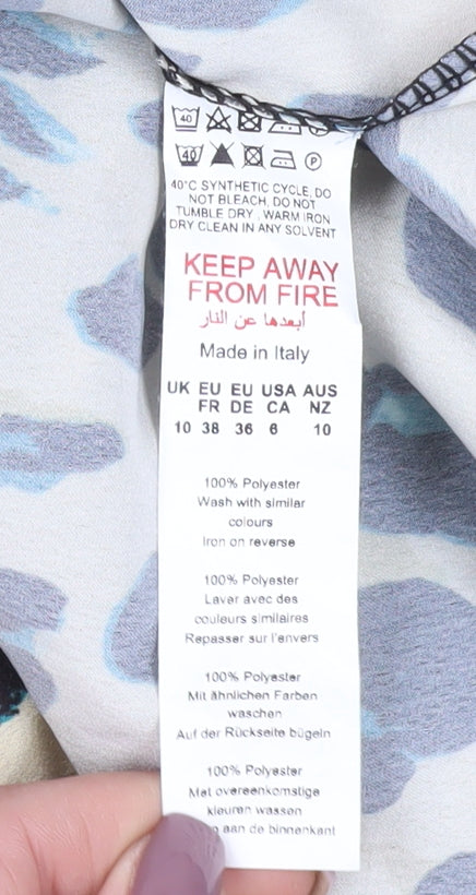 Boohoo Women’s Beige Animal Print Tunic Blouse Size 10