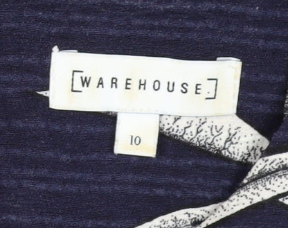 Warehouse Women's Blue Floral Shift Dress Size 10