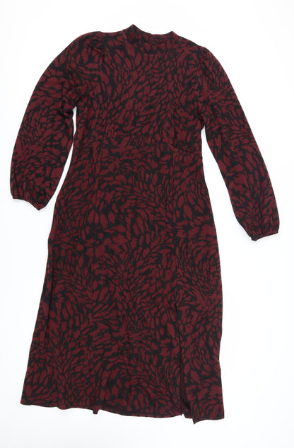 M&Co Women's Animal Print Midi Sheath Dress, Size 14, Maroon