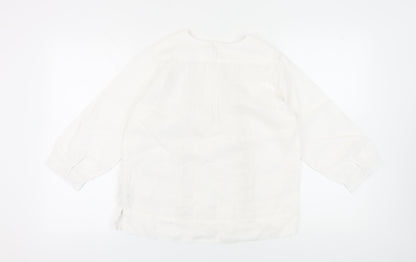 White Stuff Women's White Linen Tunic Blouse, Size 10