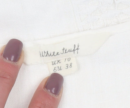 White Stuff Women's White Linen Tunic Blouse, Size 10