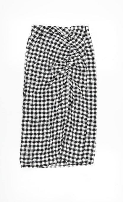 Bershka Women's XS Black & White Check Pencil Skirt