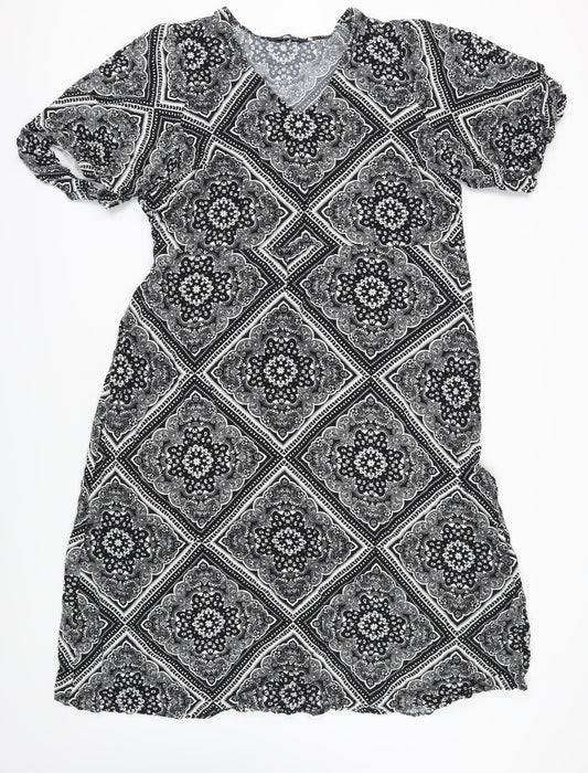 Marks and Spencer Women's Black Paisley Dress, Size 18