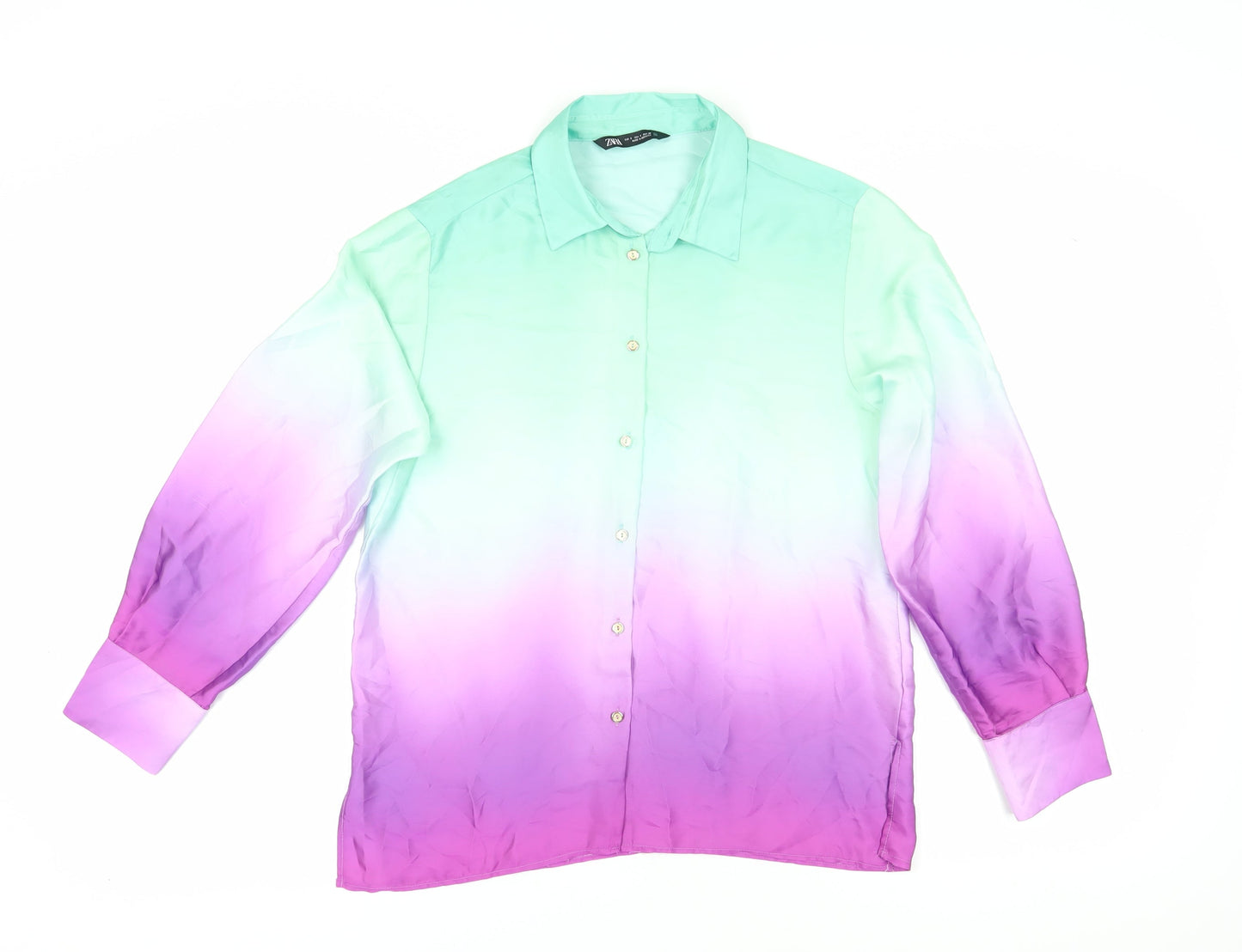 Womens UK Size S Zara Multicoloured Basic Button-Up