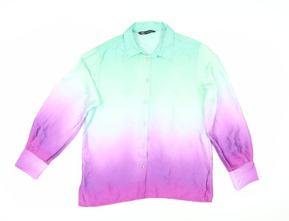 Womens UK Size S Zara Multicoloured Basic Button-Up