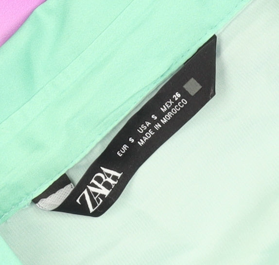 Womens UK Size S Zara Multicoloured Basic Button-Up