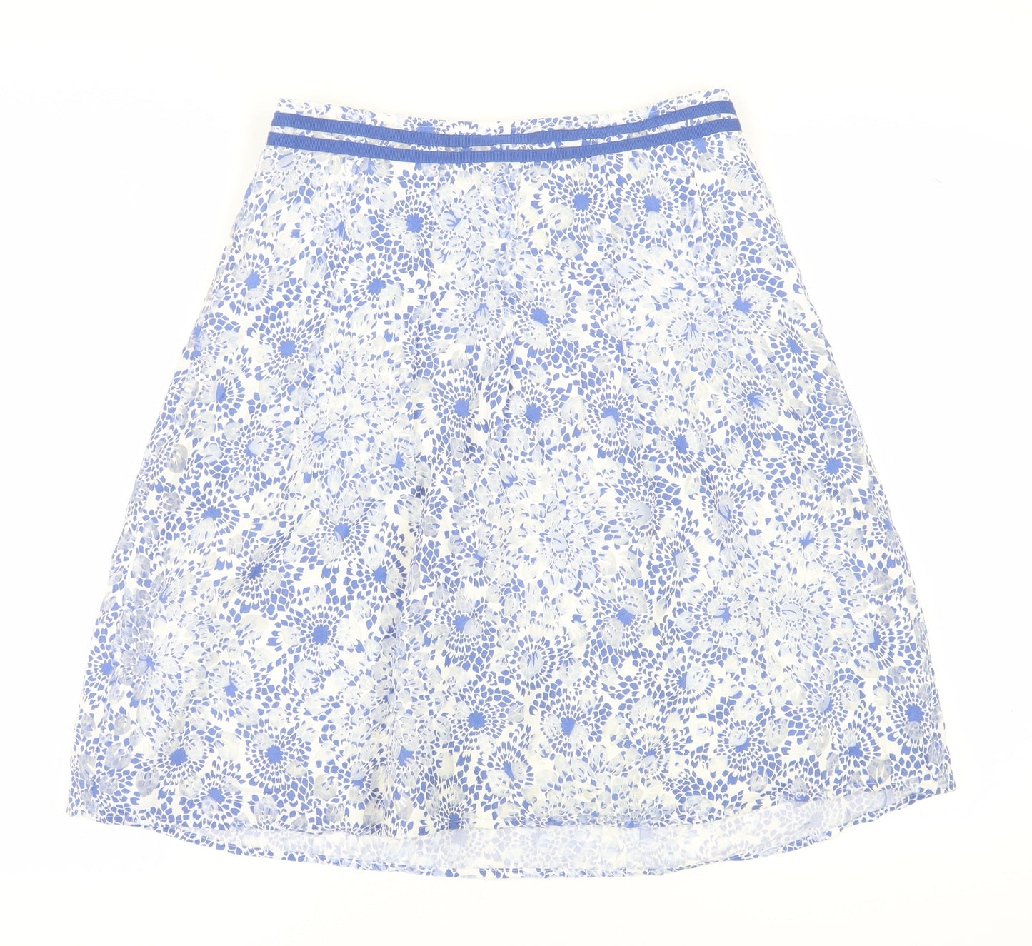 Marks and Spencer Women's Blue Floral A-Line Skirt, Size 12