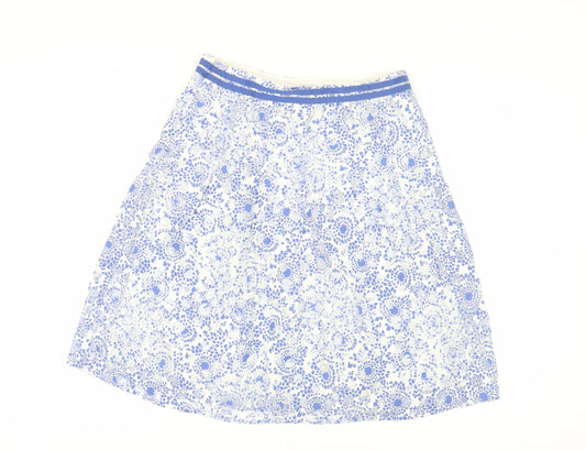 Marks and Spencer Women's Blue Floral A-Line Skirt, Size 12