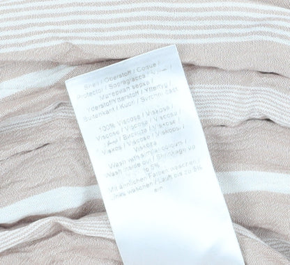 ICHI Women's Beige Striped Off Shoulder Midi Dress L