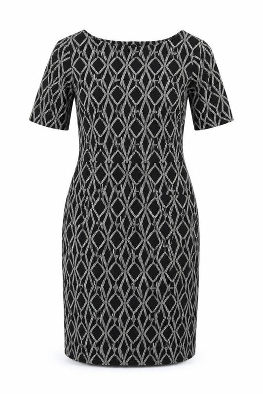 Next Women's Black Geometric Sheath Dress Size 10