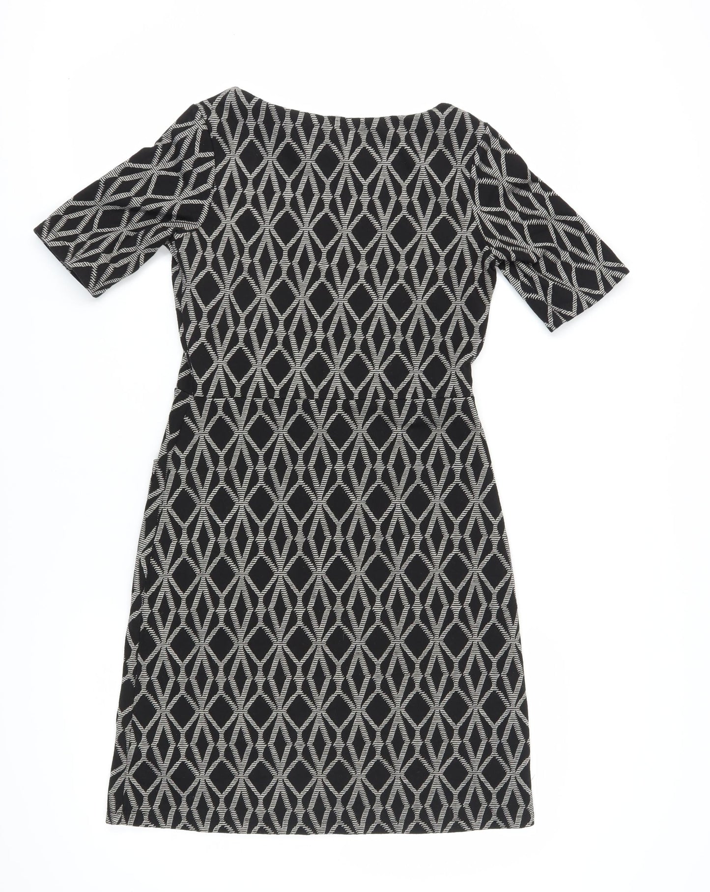 Next Women's Black Geometric Sheath Dress Size 10
