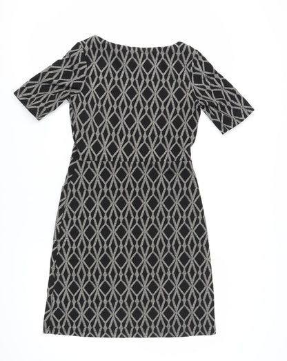 Next Women's Black Geometric Sheath Dress Size 10