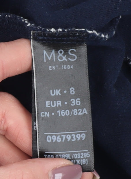 Marks and Spencer Women's Blue Shift Dress, Size 8