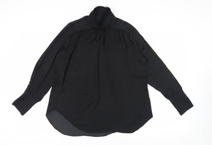 Zara Woman Black High Neck Blouse, Women Size 12