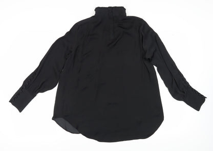 Zara Woman Black High Neck Blouse, Women Size 12