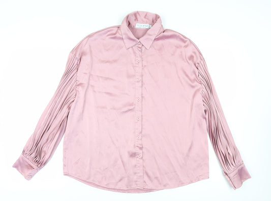 Womens UK Size 12 In the Style Pink  Button-Up
