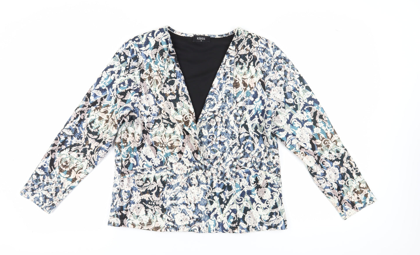 Klass Women's Blue Floral Suit Jacket, Size 16