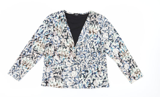 Klass Women's Blue Floral Suit Jacket, Size 16