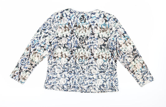 Klass Women's Blue Floral Suit Jacket, Size 16