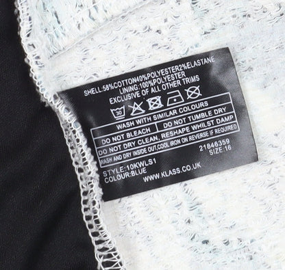 Klass Women's Blue Floral Suit Jacket, Size 16