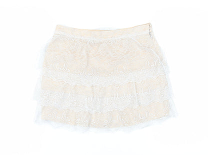Massimo Dutti Women's Beige Lace Mini Skirt Size 12