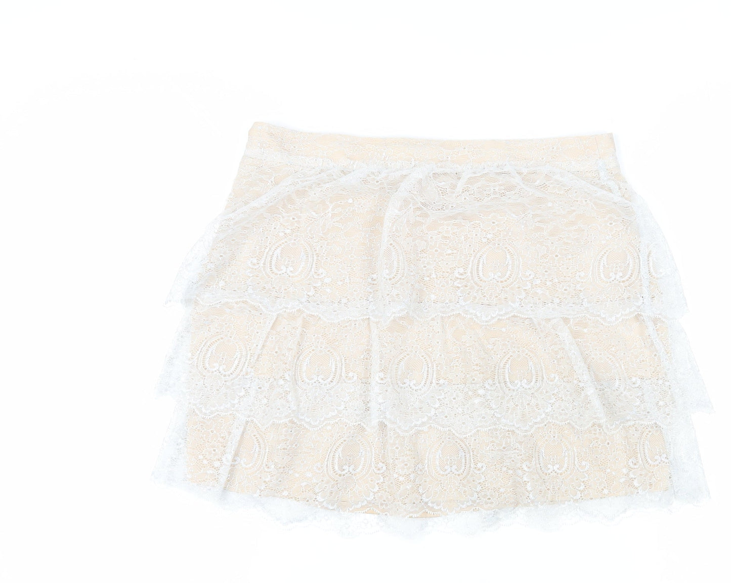 Massimo Dutti Women's Beige Lace Mini Skirt Size 12