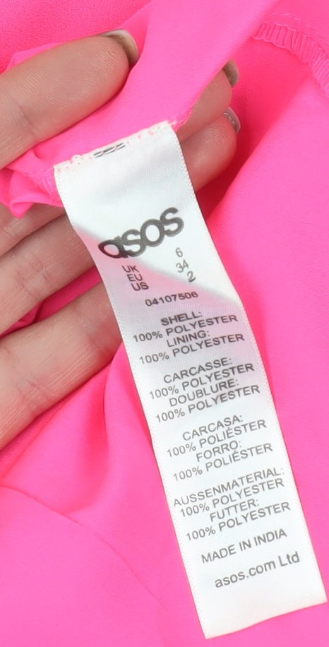 ASOS Women's Pink Floral Midi Shift Dress
