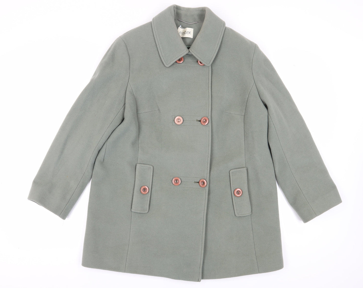 Womens UK Size 14 Eastex Green Pea Coat Coat
