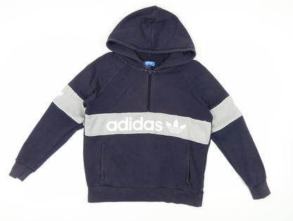 Adidas Unisex Blue Grey Hoodie, Small, Logo Style