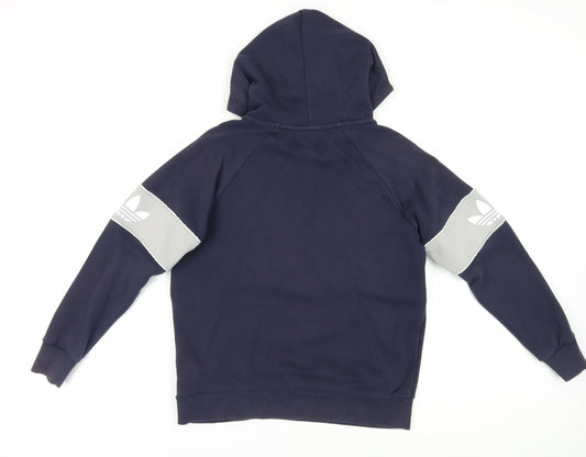 Adidas Unisex Blue Grey Hoodie, Small, Logo Style