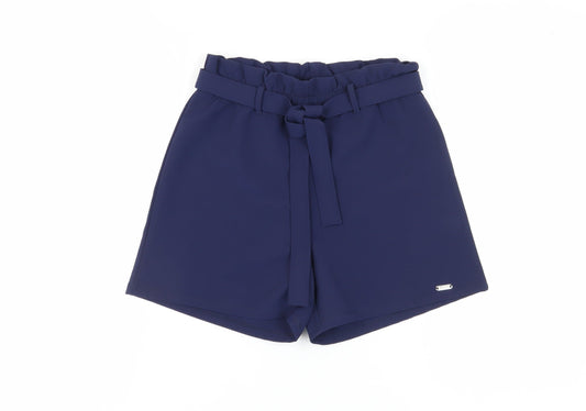 Guess Women's Blue Paperbag Belted Shorts XS