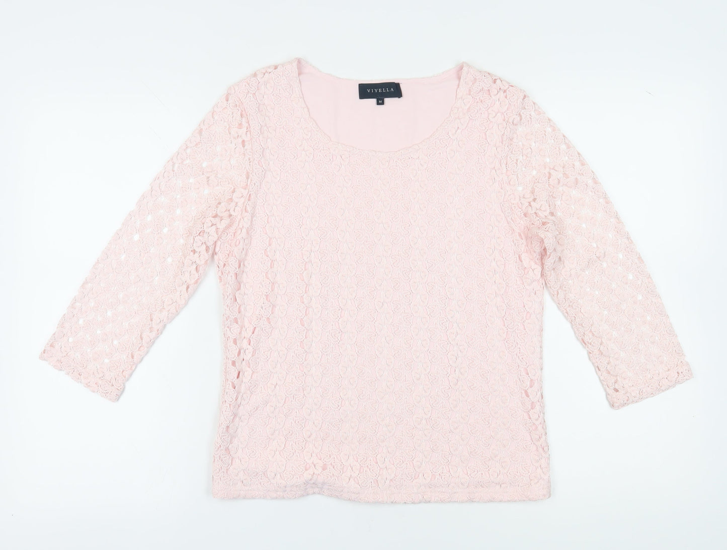 Womens UK Size M Viyella Pink Lace Blouse