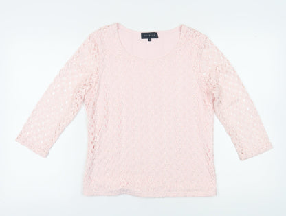 Womens UK Size M Viyella Pink Lace Blouse