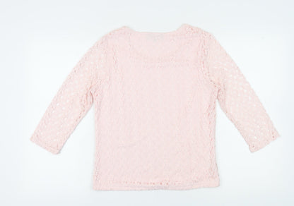 Womens UK Size M Viyella Pink Lace Blouse
