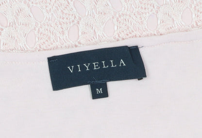 Womens UK Size M Viyella Pink Lace Blouse