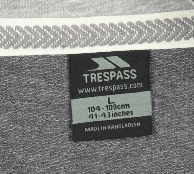 Mens UK Size L Trespass Grey 1/4 Zip Sweatshirt
