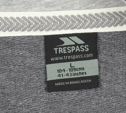 Mens UK Size L Trespass Grey 1/4 Zip Sweatshirt