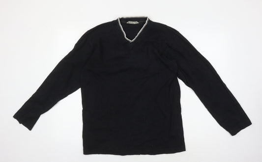 BHS Men's Black Cotton Pullover Jumper S V-Neck Casual