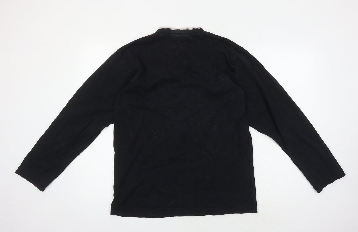 BHS Men's Black Cotton Pullover Jumper S V-Neck Casual