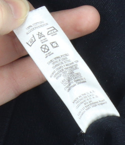 BHS Men's Black Cotton Pullover Jumper S V-Neck Casual