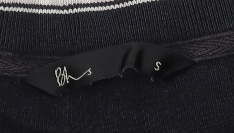 BHS Men's Black Cotton Pullover Jumper S V-Neck Casual