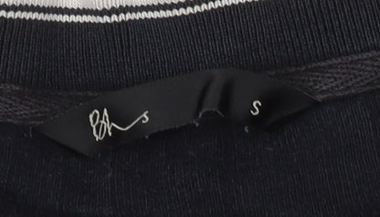 BHS Men's Black Cotton Pullover Jumper S V-Neck Casual