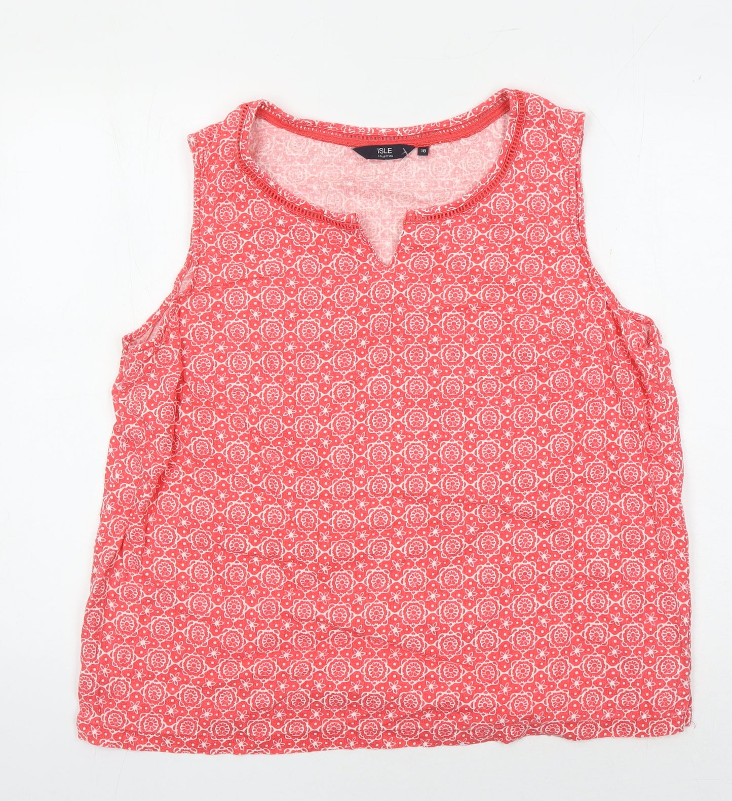 ISLE Women's Red Floral Tank Top Size 18