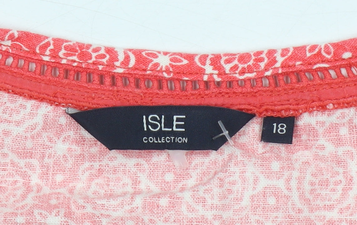 ISLE Women's Red Floral Tank Top Size 18