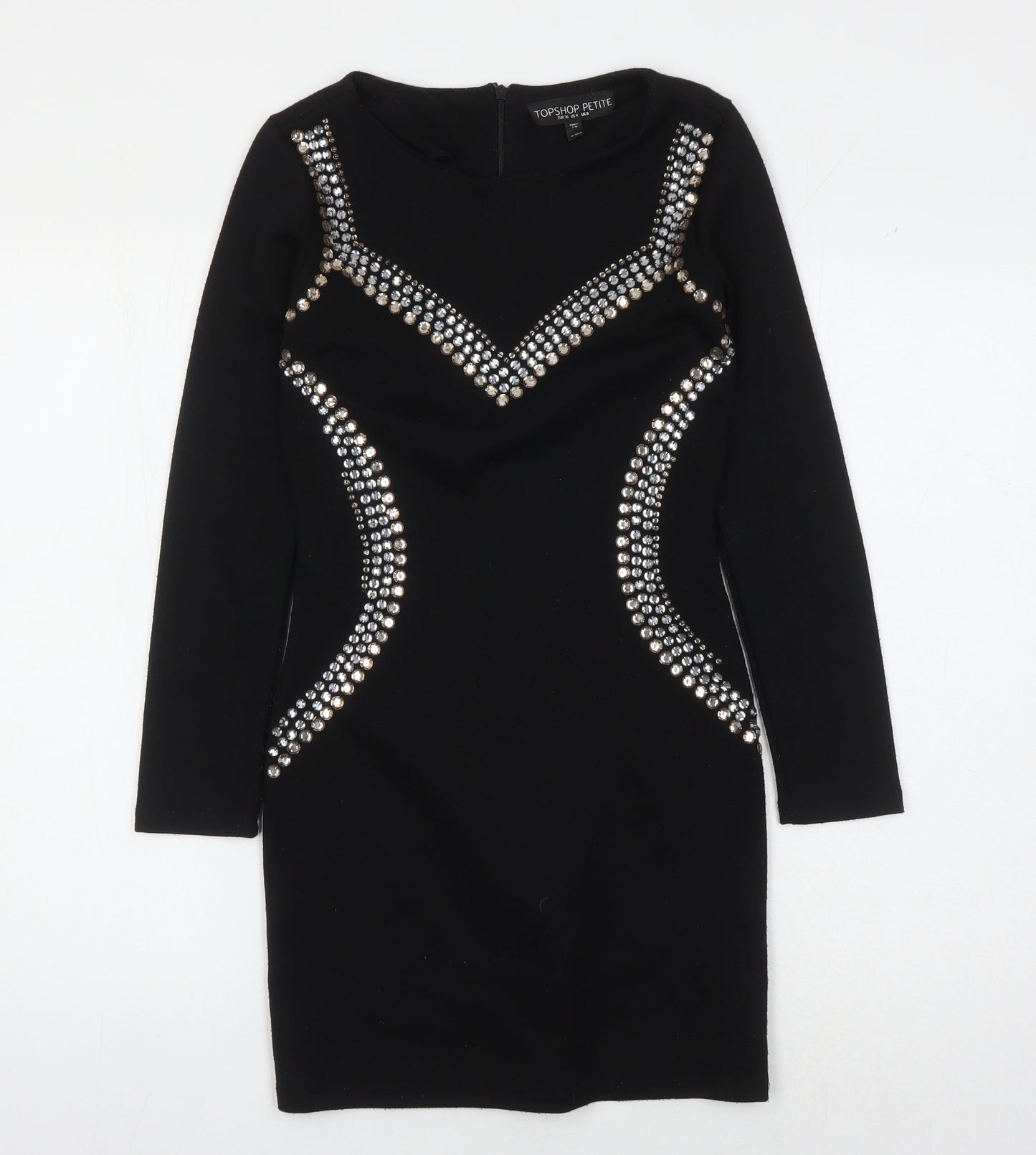 Topshop Women Black Size 8 Petite Bodycon Dress
